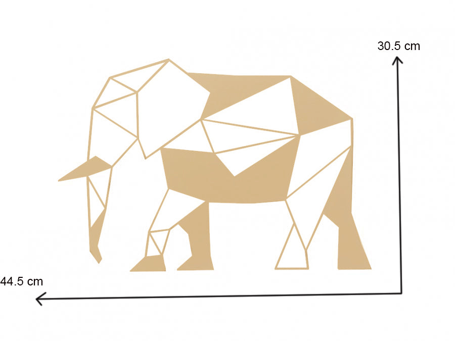 Decoratiune de perete living din metal, model elefant, 30.5x44.5 cm, auriu