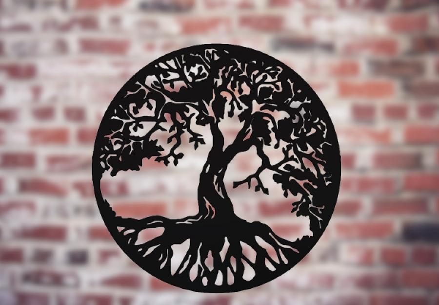 Decoratiune perete living din metal, copacul vietii