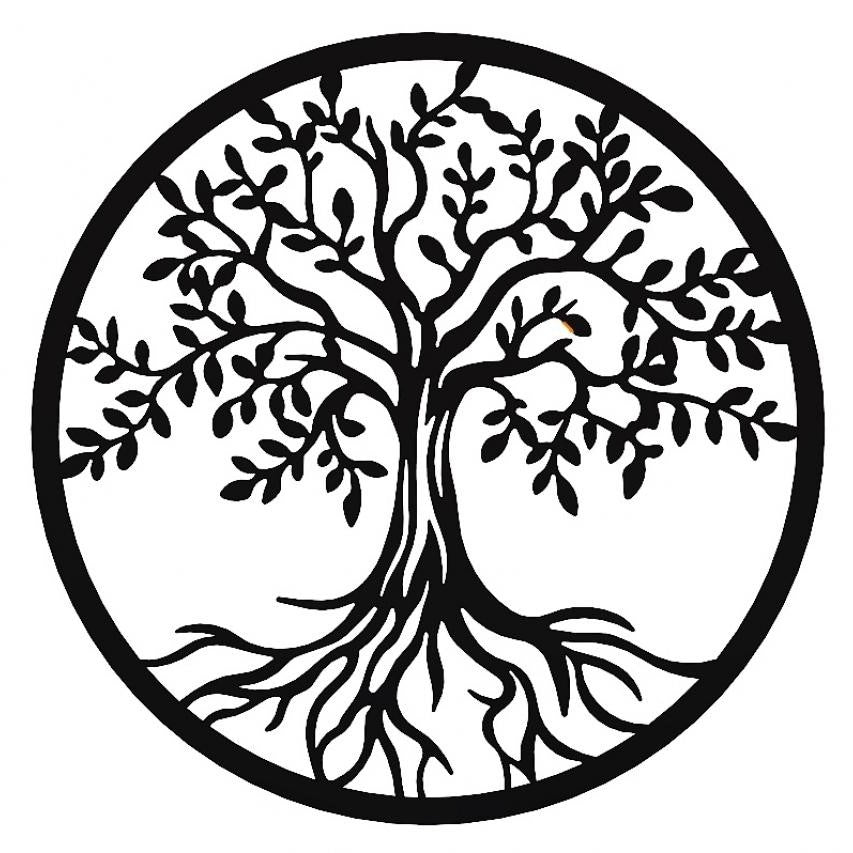 Decoratiune perete metal, copacul vietii antic, 50 cm, interior/exterior