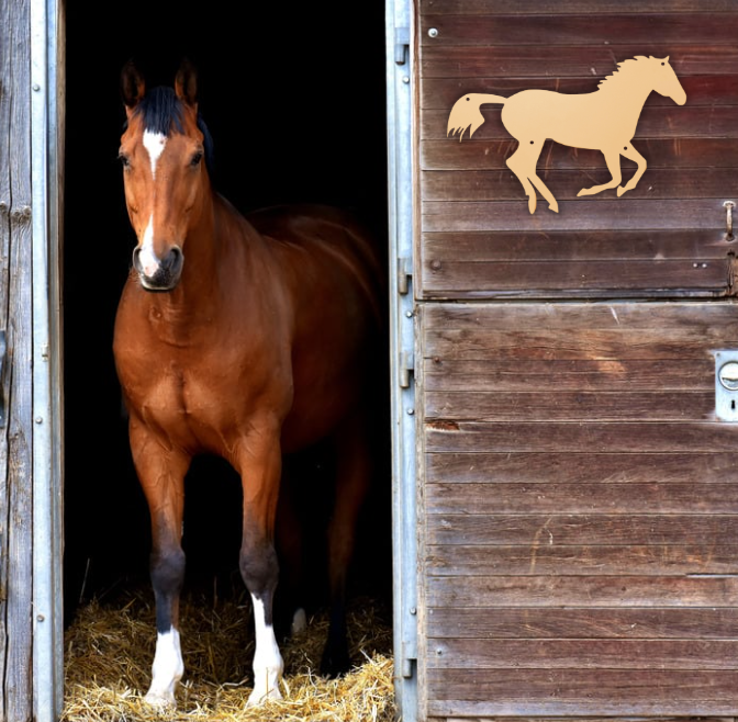Decoratiune perete metal, 43.1 x 65.1 cm, cal galben, interior/exterior