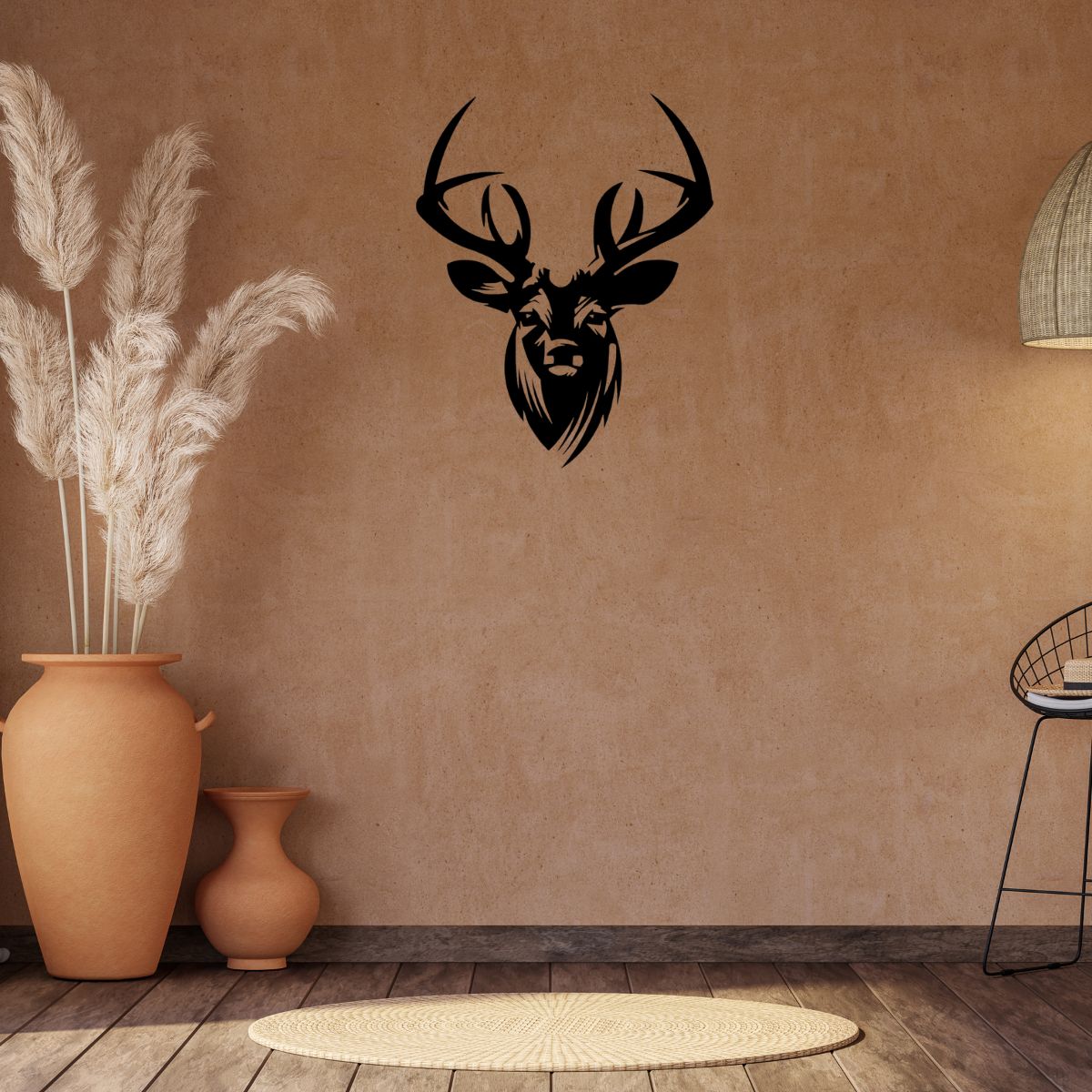 Decoratiune perete metal, 48.5x59.6 cm, model Cerb, negru