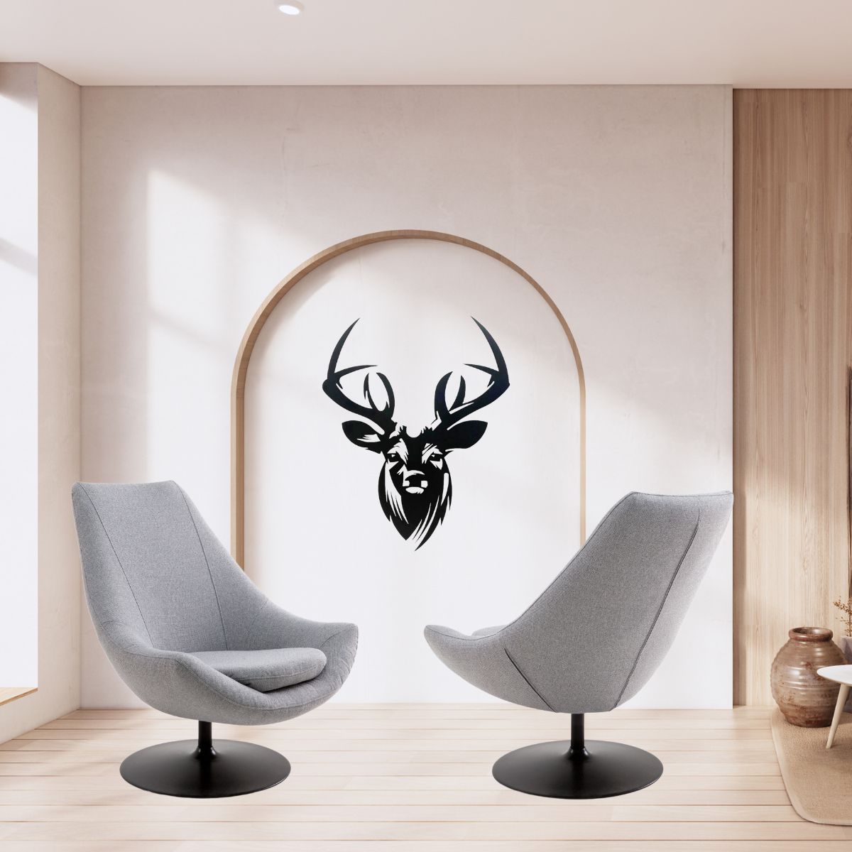 Decoratiune perete metal, 48.5x59.6 cm, model Cerb, negru