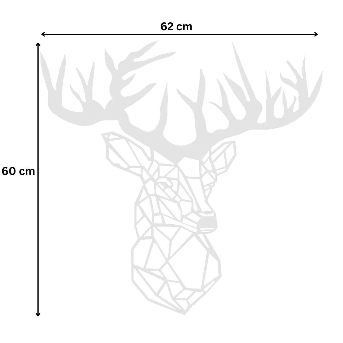 Decoratiune perete metal, model cerb, 60x62 cm, alb