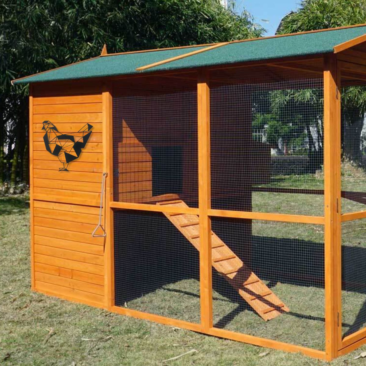 Decoratiune perete metal , model Chicken, 33.7x34.7 cm, negru