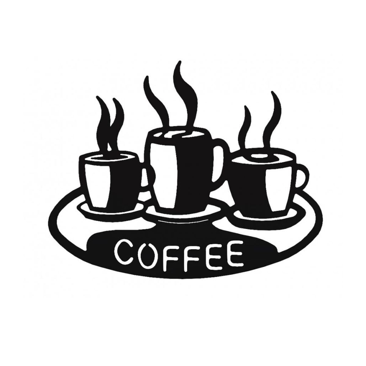 Decoratiune perete metal, model coffee, 50x40 cm, negru