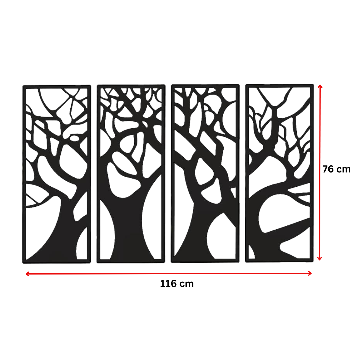 Decoratiune perete metal, model copacul vietii, 116x76 cm, negru