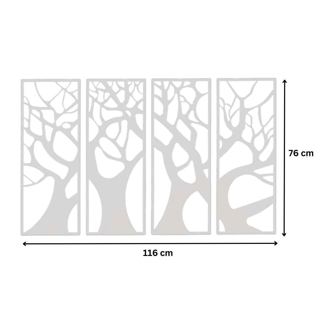 Decoratiune perete metal, model copacul vietii, 116x76 cm, alb
