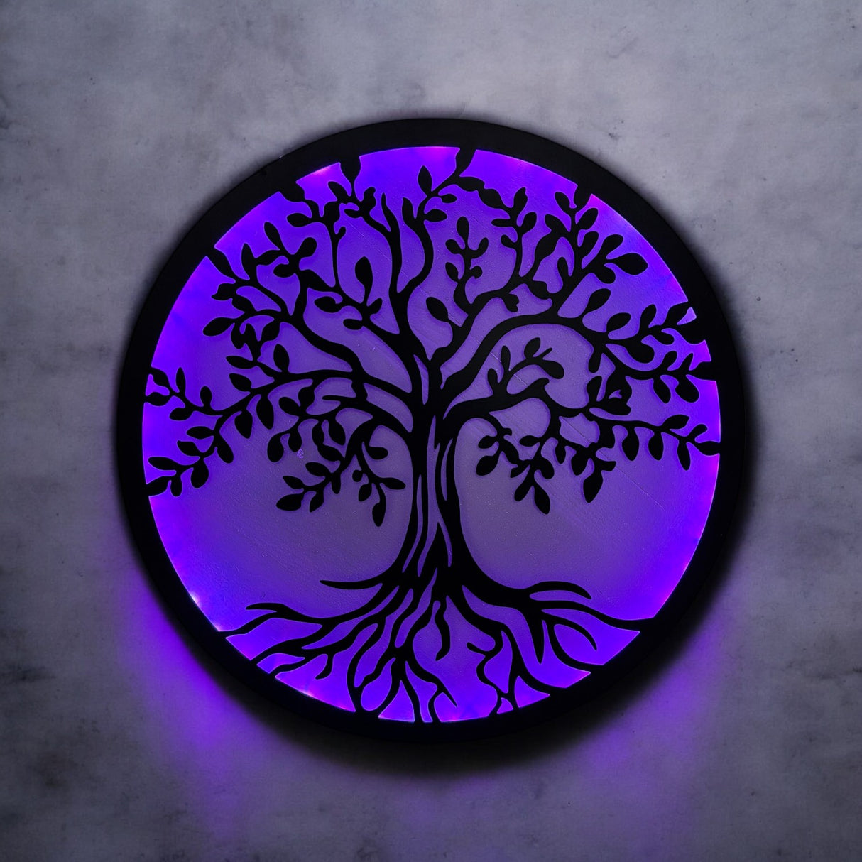 Decoratiune perete metal, model copacul vietii, LED, 50x50 cm