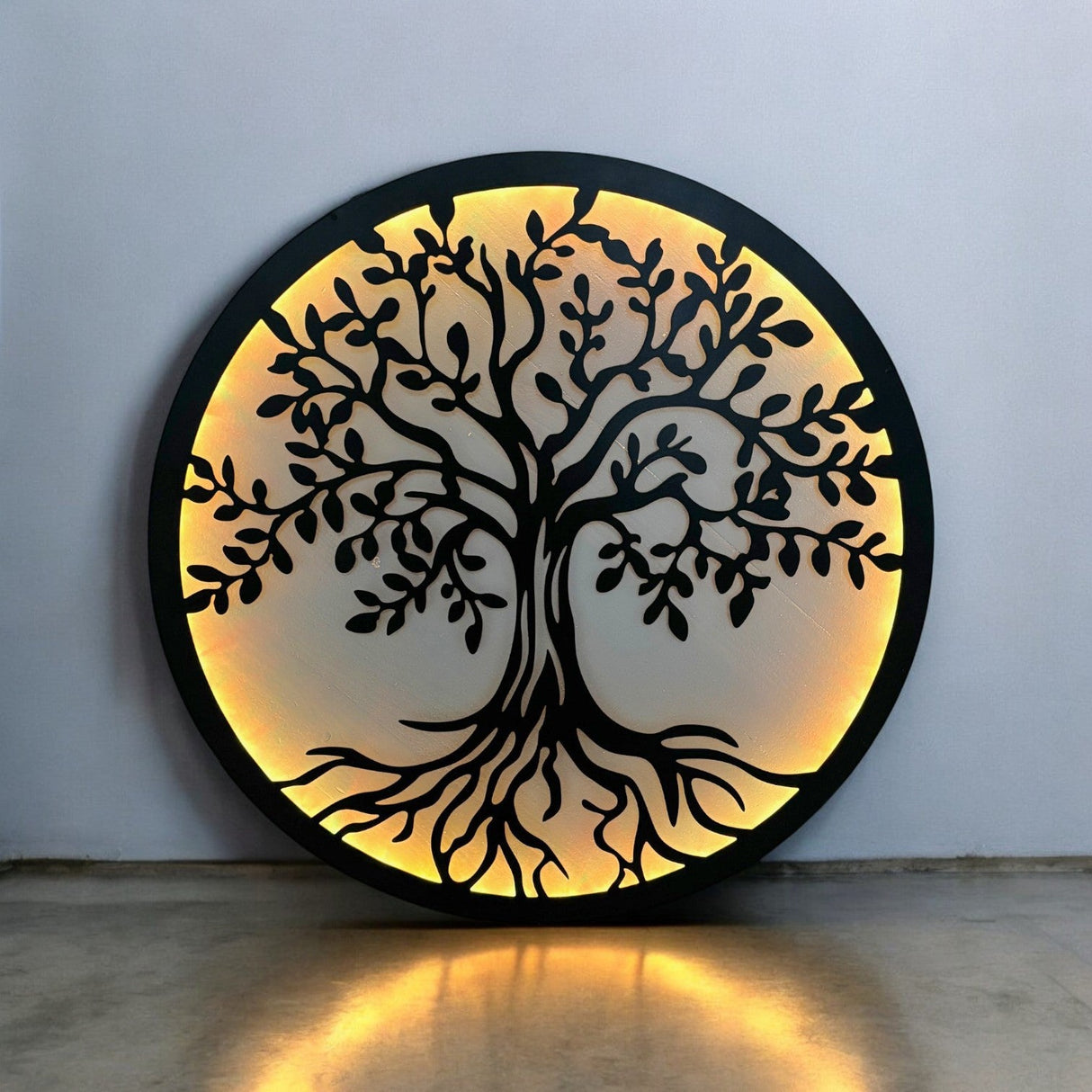 Decoratiune perete metal, model copacul vietii, LED, 50x50 cm - BUZ.RO
