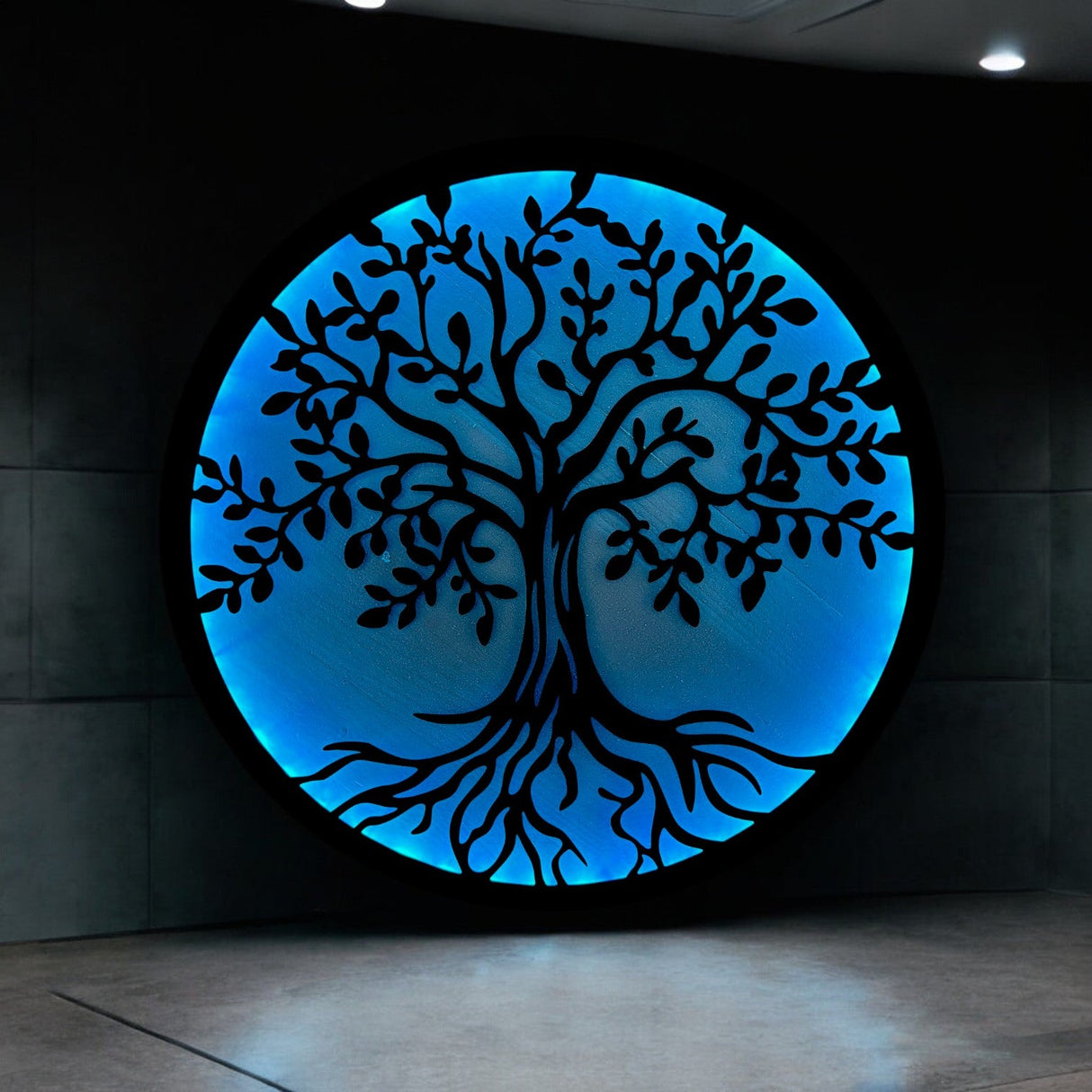 Decoratiune perete metal, model copacul vietii, LED, 50x50 cm - BUZ.RO