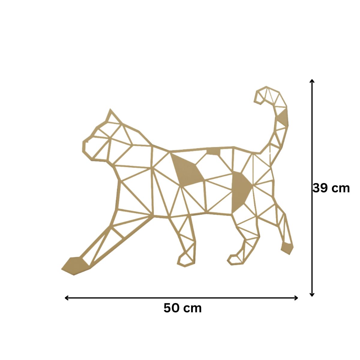 Decoratiune perete metal, model pisica, 39X50 cm, auriu