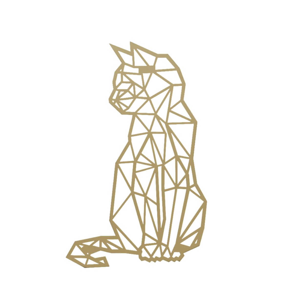 Decoratiune perete metal, model pisica, 47.6 x 30 cm, auriu