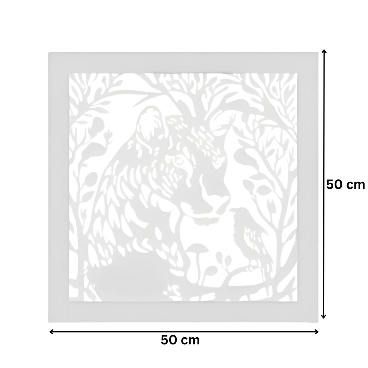 Decoratiune perete metal, model Tiger, 50x50cm, Alb