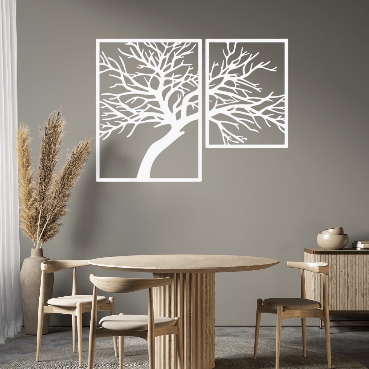 Decoratiune perete metal, model Tree, 106x80cm, alb - BUZ.RO