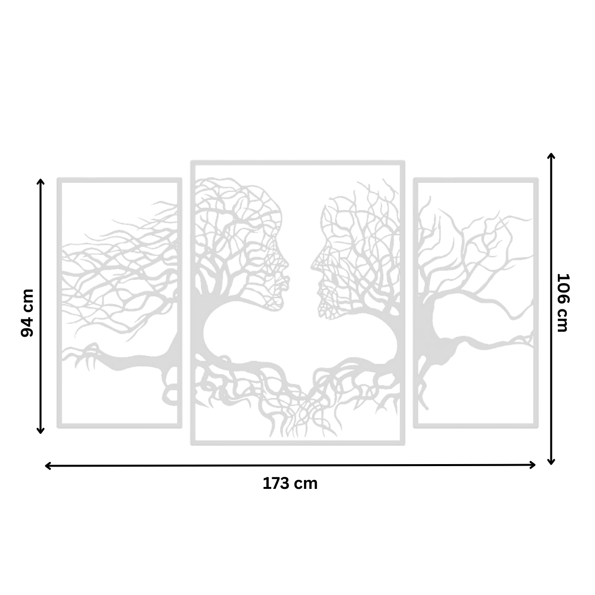 Decoratiune perete metal, model Tree Kiss, 173 x 106 cm, alb