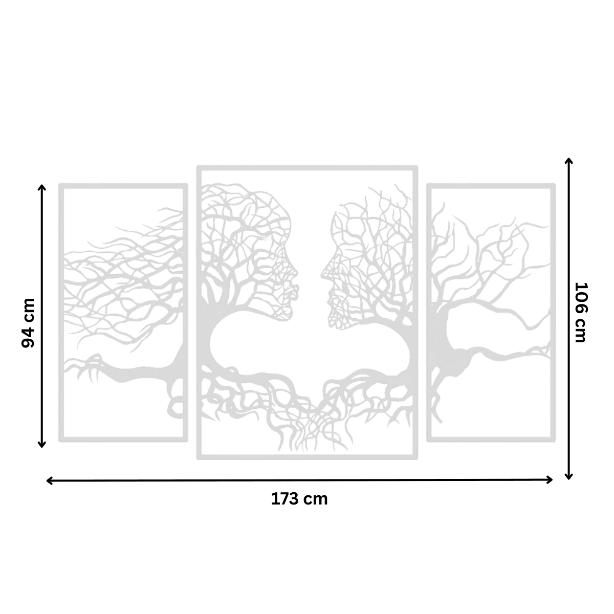 Decoratiune perete metal, model Tree Kiss, 173 x 106 cm, alb - BUZ.RO