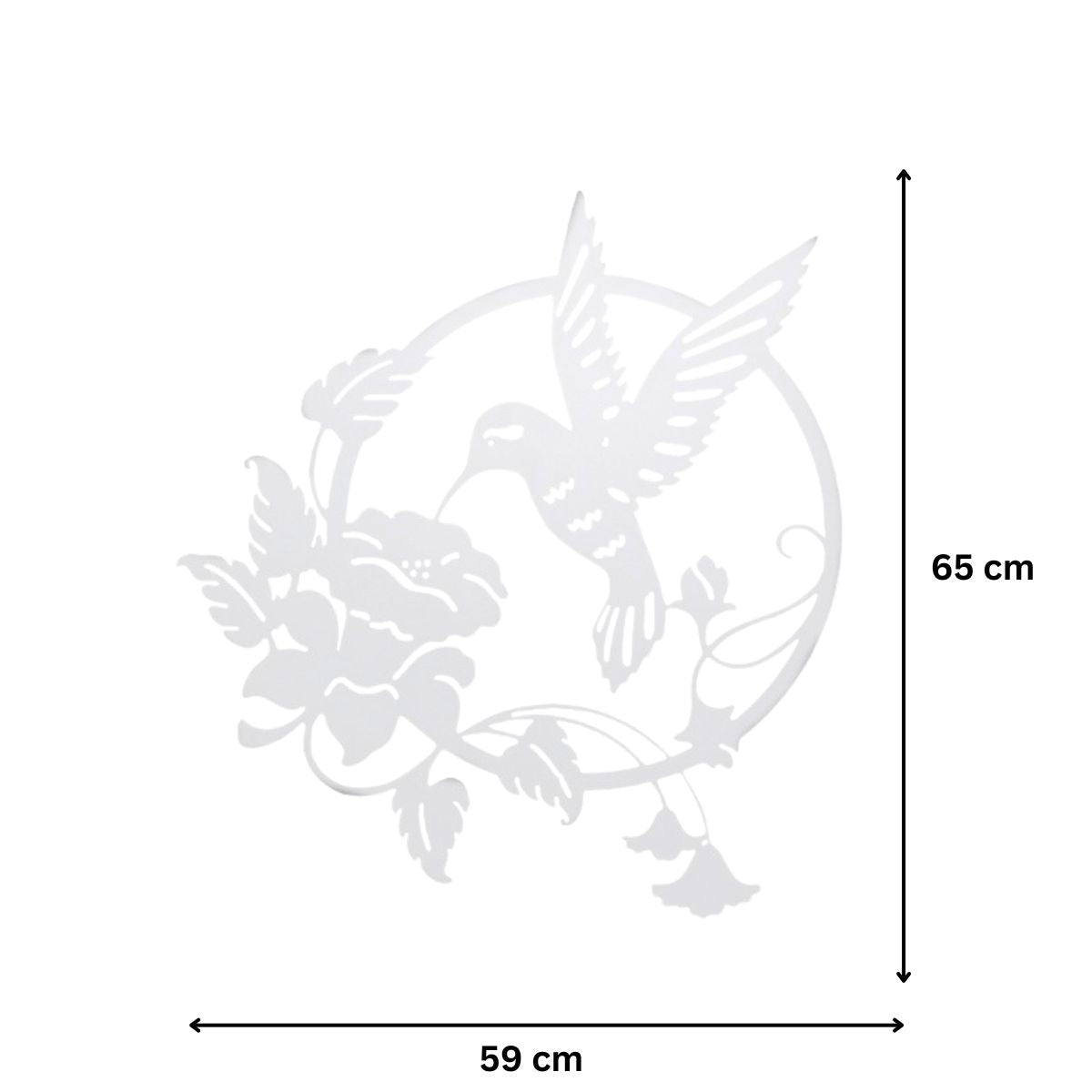 Decoratiuni perete living din metal , pasarea colibri alb