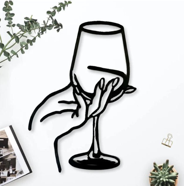 Decoratiuni perete, personalizate, decoratiuni perete metal, tablouri personalizate, cadouri personalizate, decoratiuni interior, pahar de vin - BUZ.RO