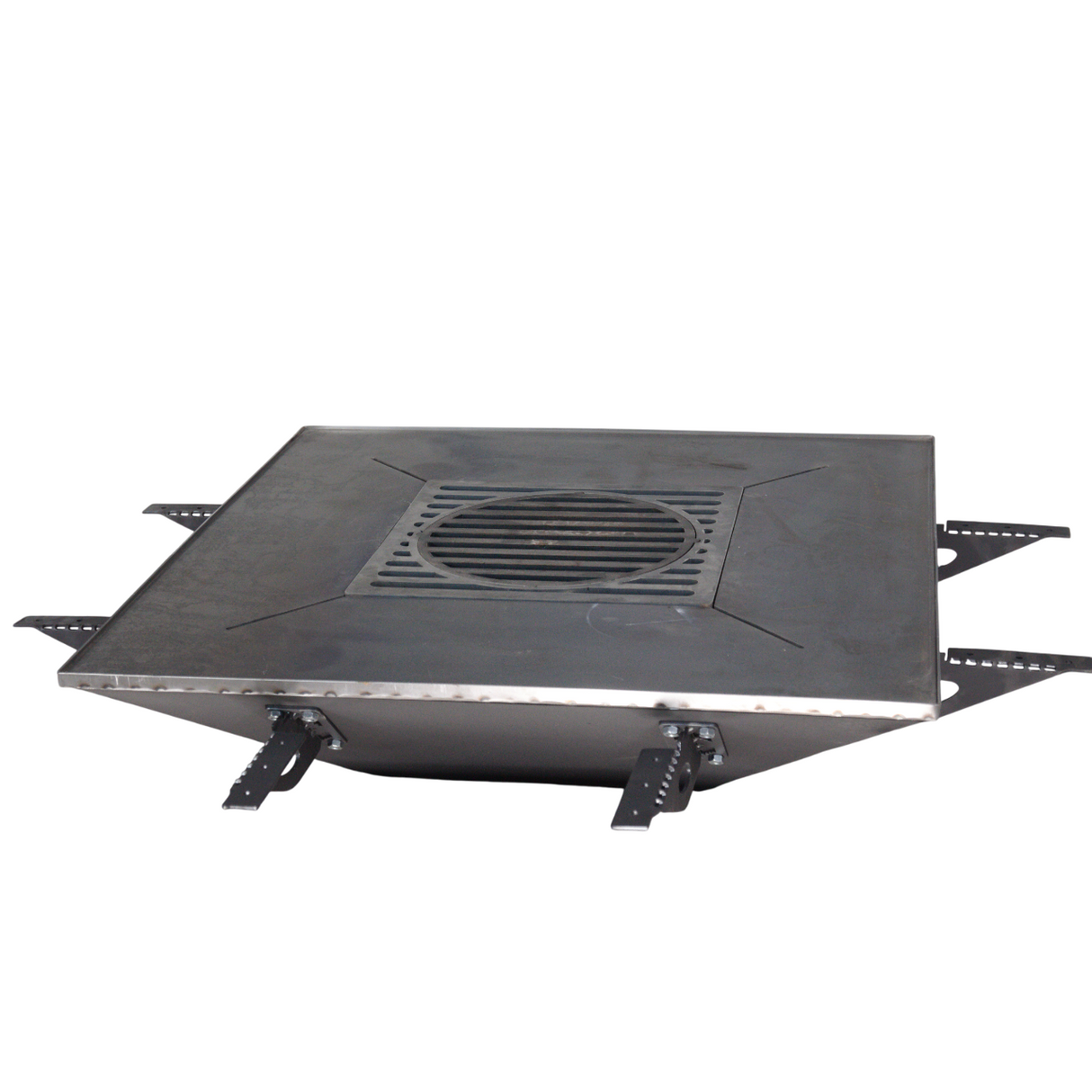 Firepit, plita gratar cu focar, plita incorporabila cu suport ceaun/disc, 75x75 cm+ grill