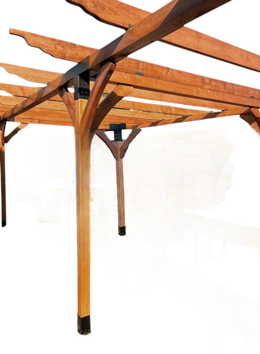 Pergola foisor pavilion lemn pentru gradina sau curte, conectori metalici, umbrar curte