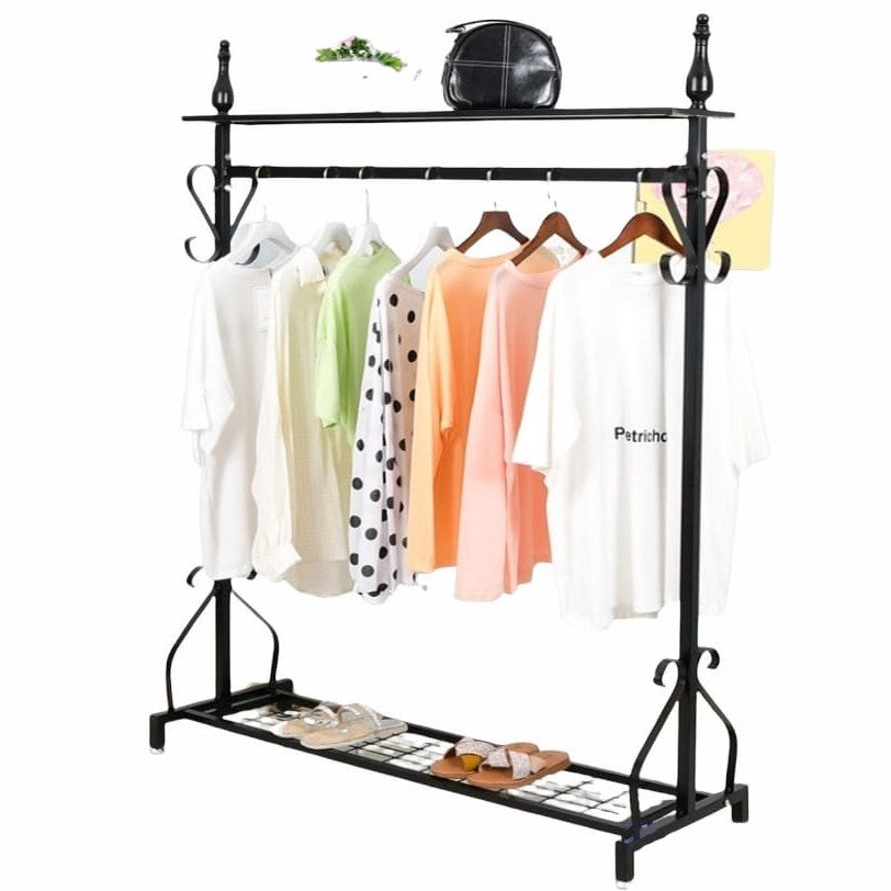 Stander haine, cuier si suport incaltaminte cu cadru metalic, negru