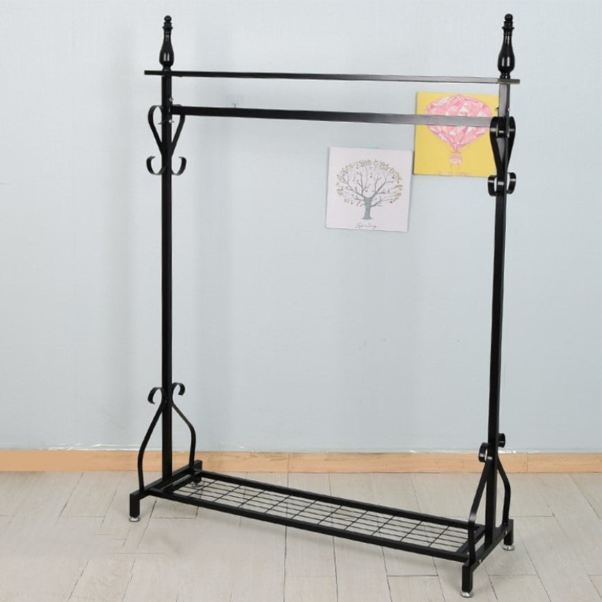 Stander haine, cuier si suport incaltaminte cu cadru metalic, negru