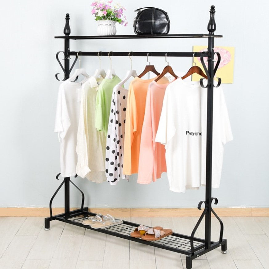 Stander haine, cuier si suport incaltaminte cu cadru metalic, negru