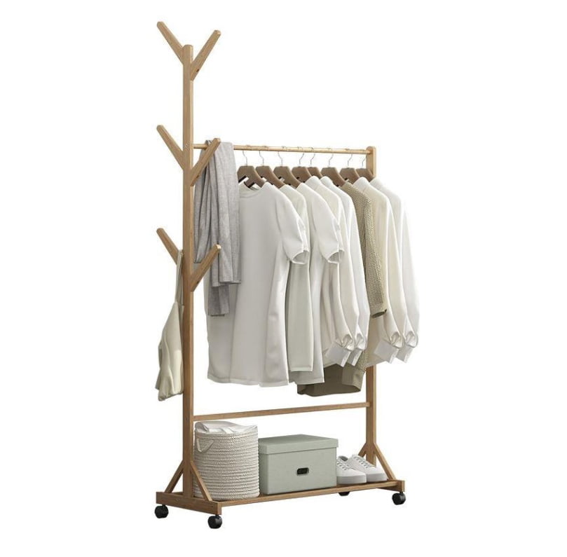 Dulap haine, dulap incaltaminte, cuier 3 in 1, cu roti, din lemn