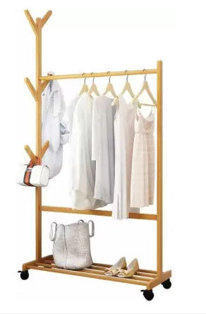 Dulap haine, dulap incaltaminte, cuier 3 in 1, cu roti, din lemn