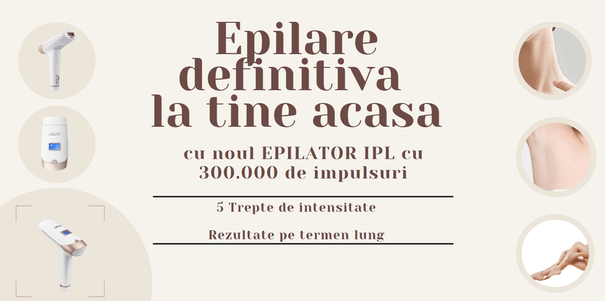 Epilator IPL, 300000 pulsatii, 5 trepte de intensitate, senzor piele, ochelari protectie