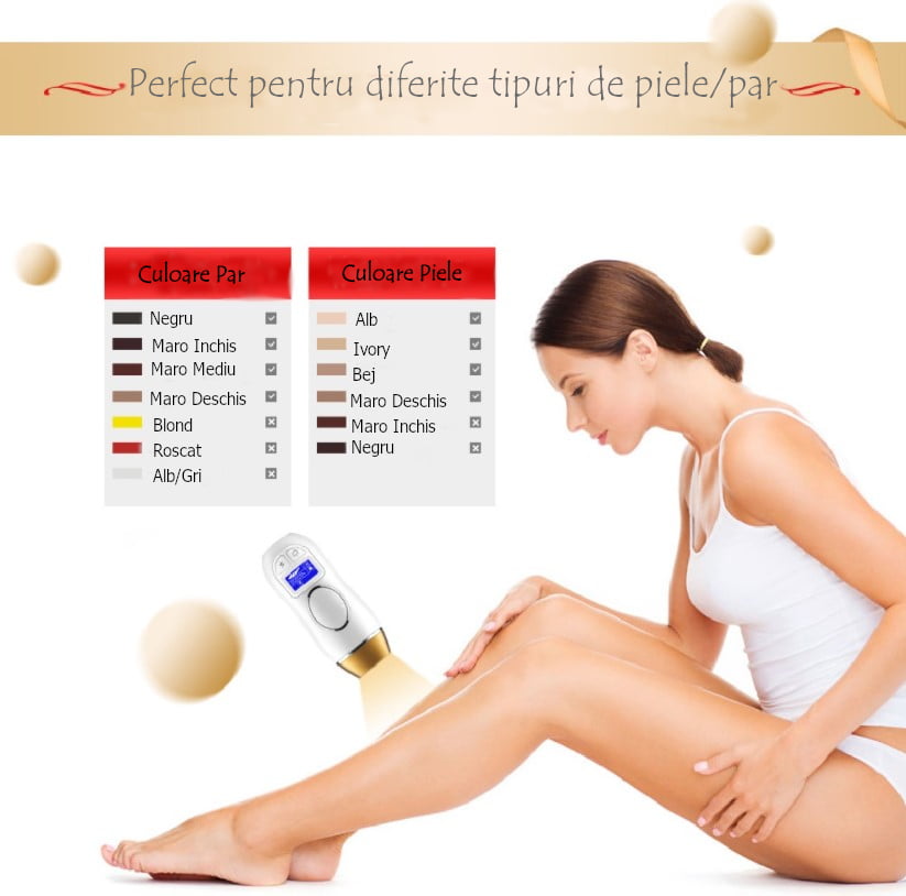 Epilator IPL, epilare definitiva, cu LCD, 3 in 1, 400.000 pulsatii, 5 trepte