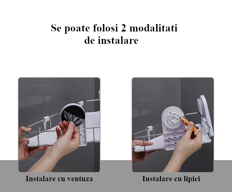 Etajera baie, coltar baie, alb, metal, rezistenta la apa