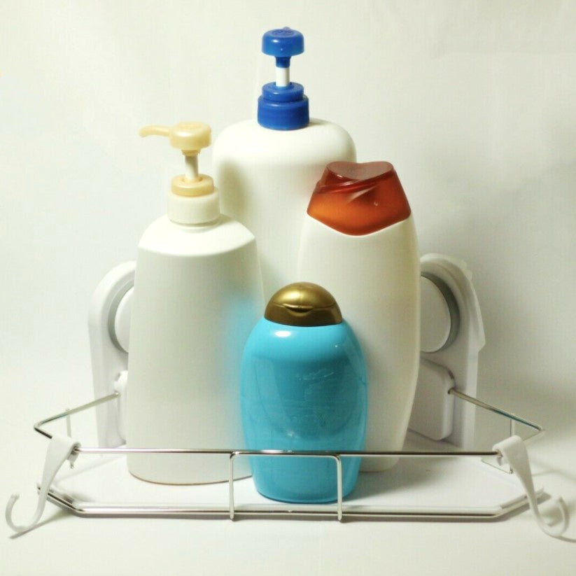 Etajera baie, coltar baie, alb, metal, rezistenta la apa