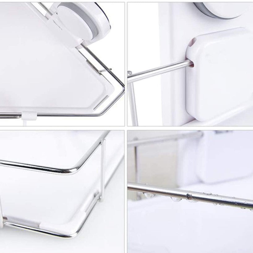 Etajera baie, coltar baie, alb, metal, rezistenta la apa