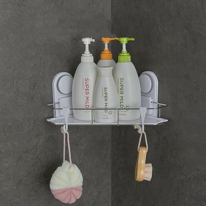 Etajera baie, coltar baie, alb, metal, rezistenta la apa