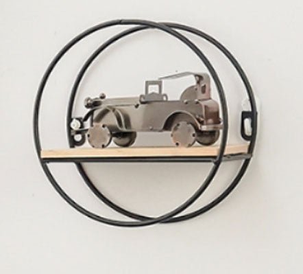 Etajera decorativa cerc, cu suport de metal, negru - BUZ.RO