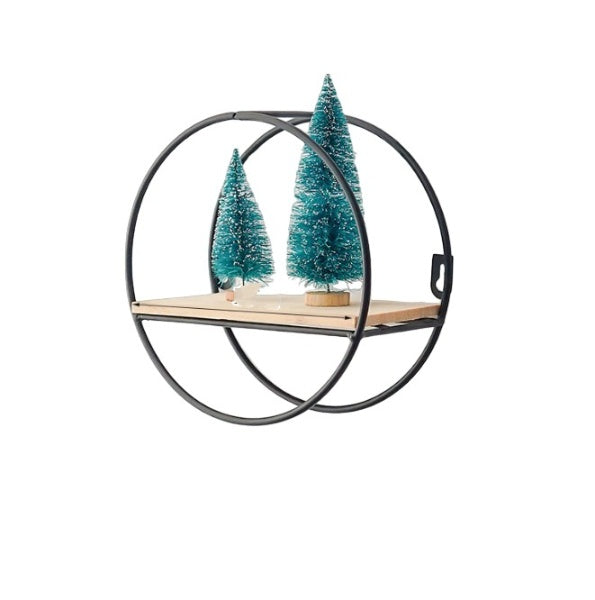 Etajera decorativa cerc, cu suport de metal, negru