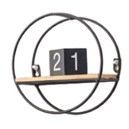 Etajera decorativa cerc, cu suport de metal, negru