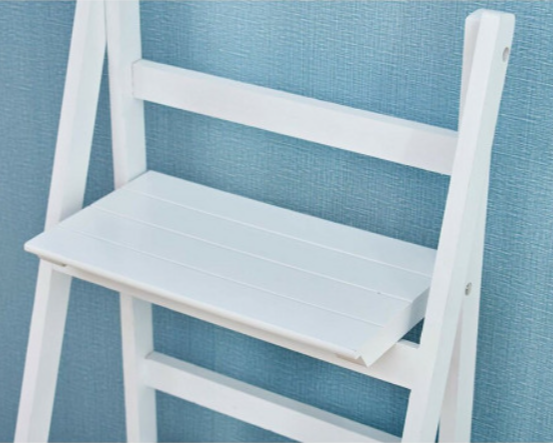 Etajera tip scara, lemn, alba, 3 rafturi, 110x41x42 cm