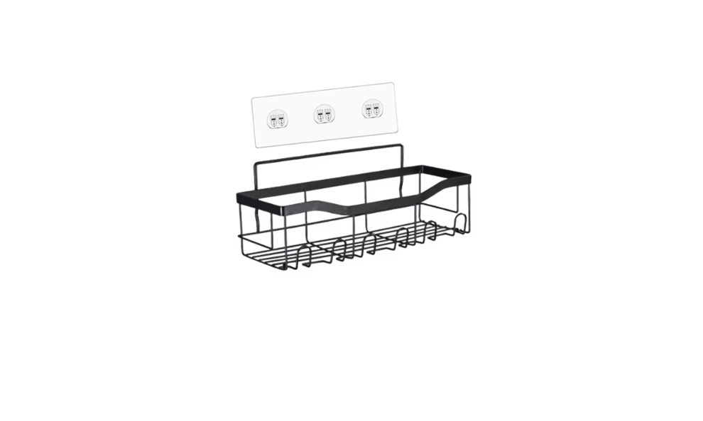 Etajere, raft, depozitare, din otel inoxidabil, bucatarie, baie, 30x11.5x11.5cm, set 2 bucati, negru - BUZ.RO