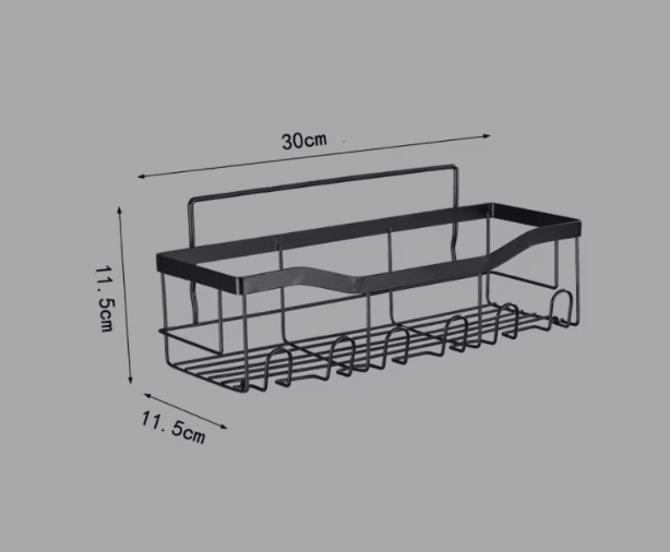 Etajere, raft, depozitare, din otel inoxidabil, bucatarie, baie, 30x11.5x11.5cm, set 2 bucati, negru - BUZ.RO