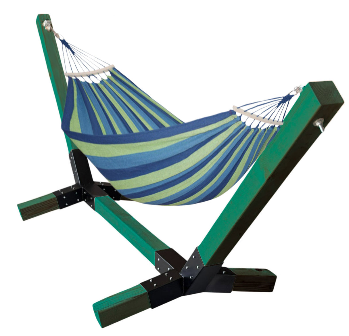 Suport hamac din lemn, stand pentru gradina sau terasa cu conectori metalici, rezistent,330x135x90cm, max 350kg