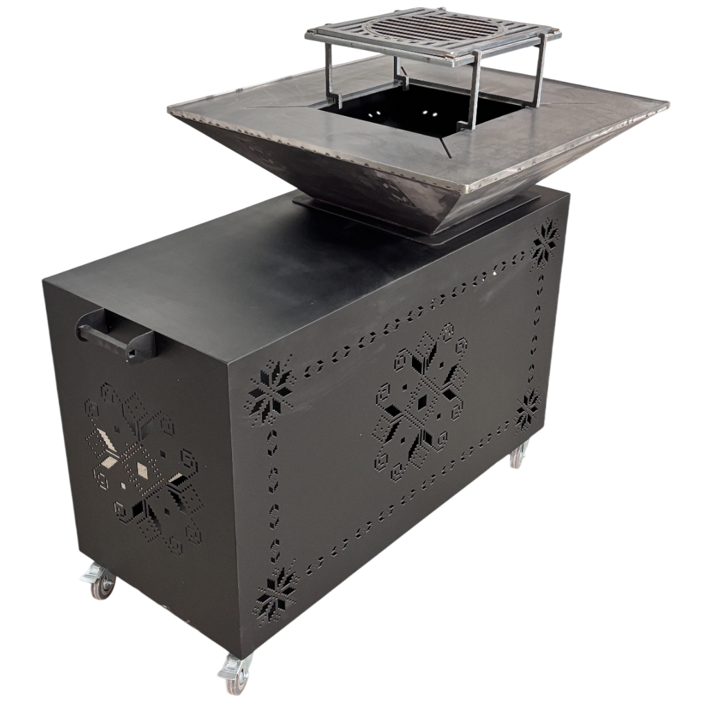 Gratar gradina cu plita 75 cm + masa lucru ,Fire Pit otel 10 mm