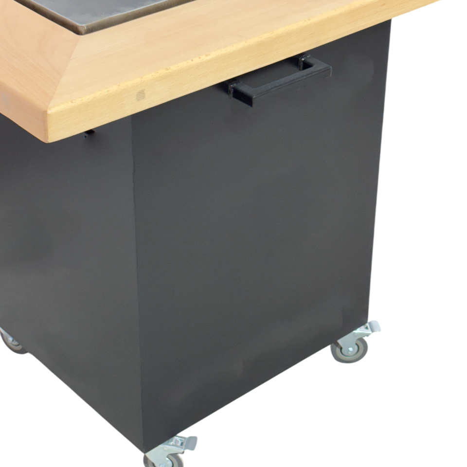 FirePit, Gratar cu plita 75x 75 cm din otel, 10 mm, pentru gradina sau terasa + blat de lemn