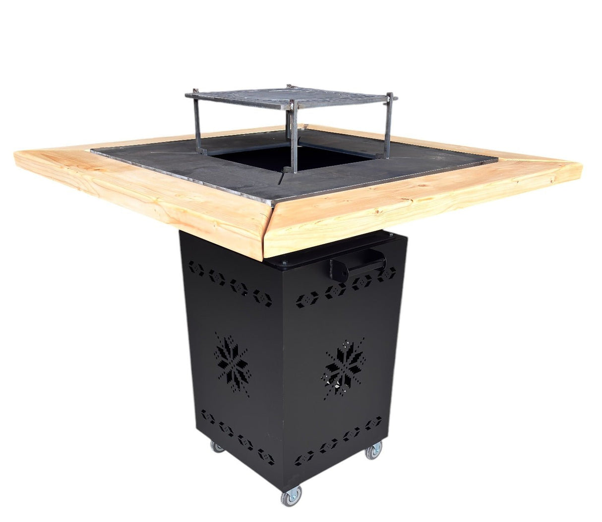 Fire Pit, Gratar cu plita 95x 95 cm din otel 10 mm pe lemne, pentru gradina sau terasa+ grill detasabil - BUZ.RO