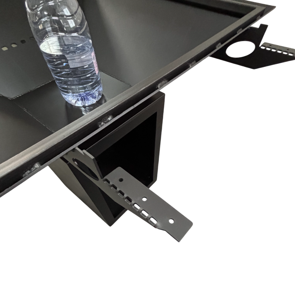 Fire Pit, Gratar cu plita 97.5 x 97.5 cm din otel 8 mm pe lemne, pentru gradina sau terasa+ grill detasabil + blat lemn