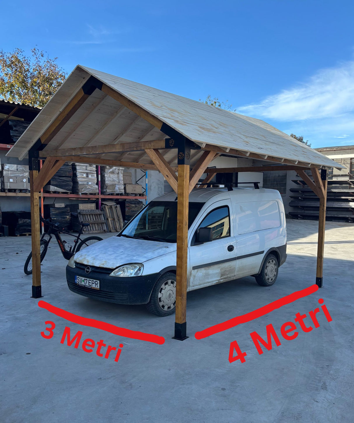 Pavilion gradina ,Foisor, Pergola ,Garaj cu kit metali 3x4 m, din lemn rindeluit esenta
