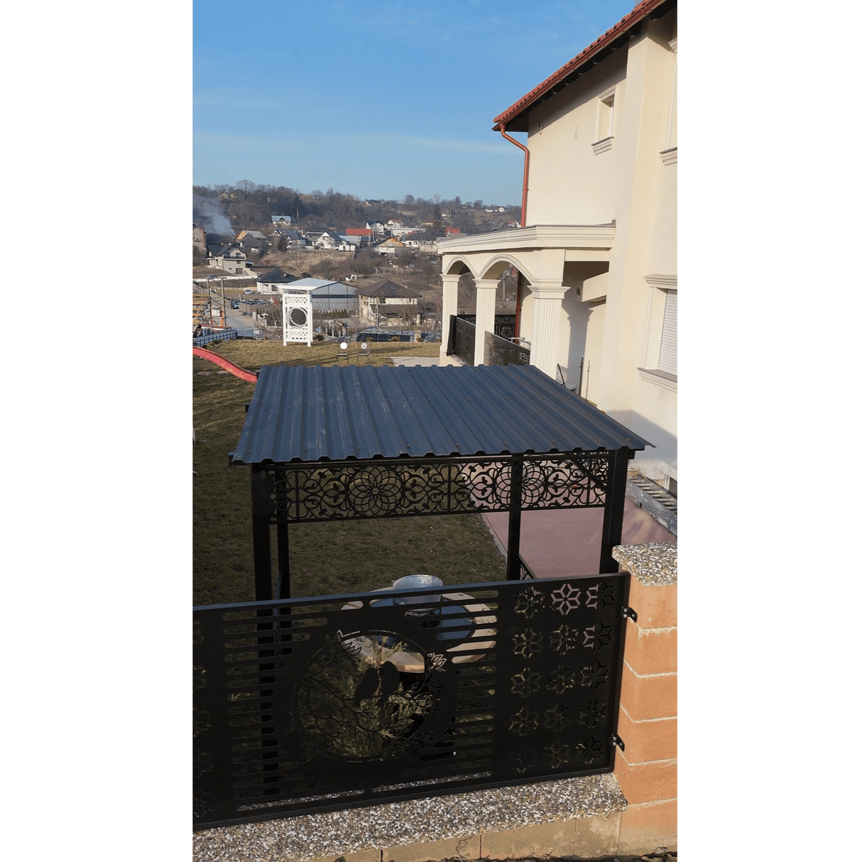 Foisor Metalic Gradina 2x1.8m | Structura Metalica BBQ | Acoperis Gratar tip Pergola - BUZ.RO