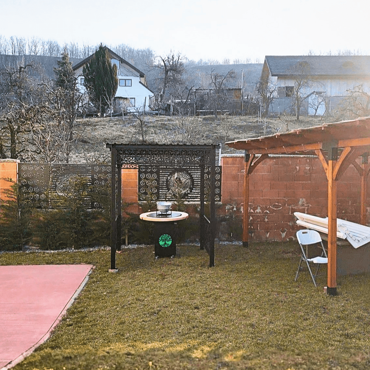 Foisor Metalic Gradina 2x1.8m | Structura Metalica BBQ | Acoperis Gratar tip Pergola - BUZ.RO