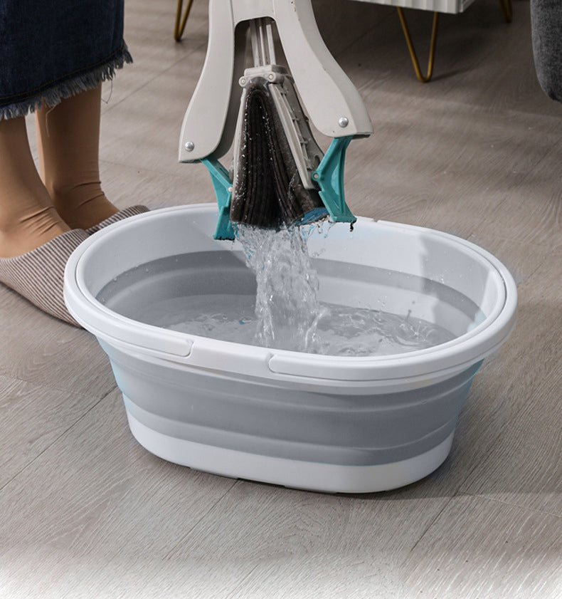 Galeata pliabila, portabila, din silicon si plastic 44x18.5x31.5 cm, alb/gri, 12 litri - BUZ.RO